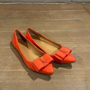 Orange J. Crew Bow Flats Sz 8